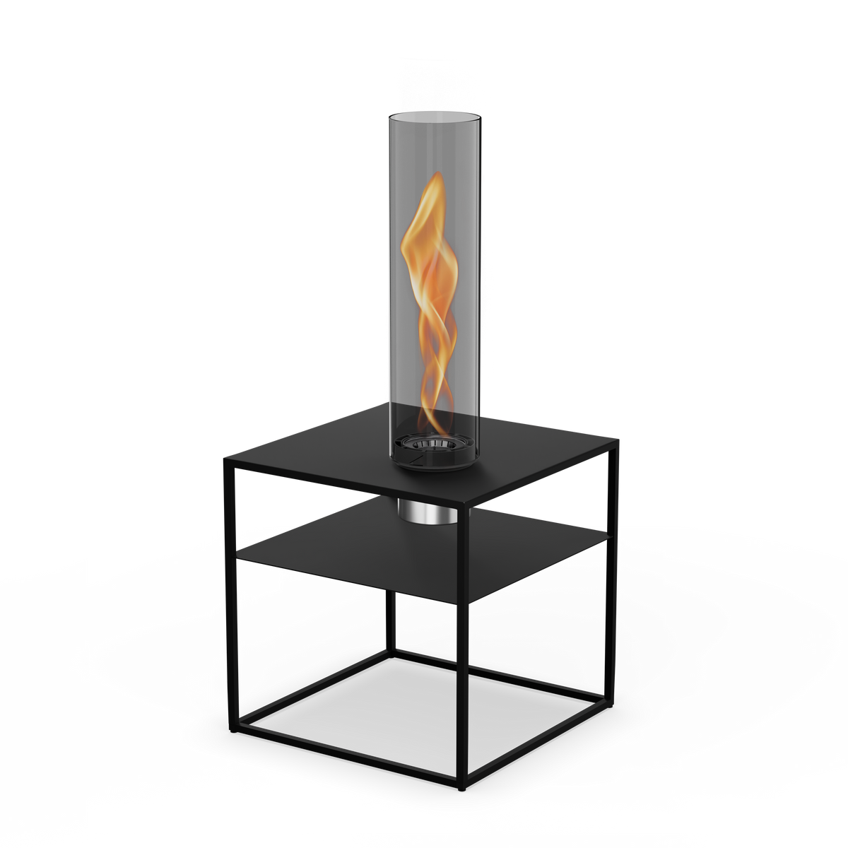 FIRE FRAME Lounge-Tisch mit SPIN air 1200 Einbau all black