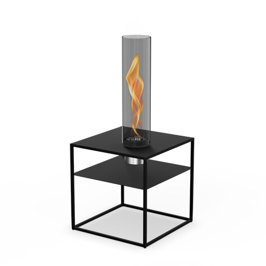 FIRE FRAME Lounge-Tisch mit SPIN air 1200 Einbau all black