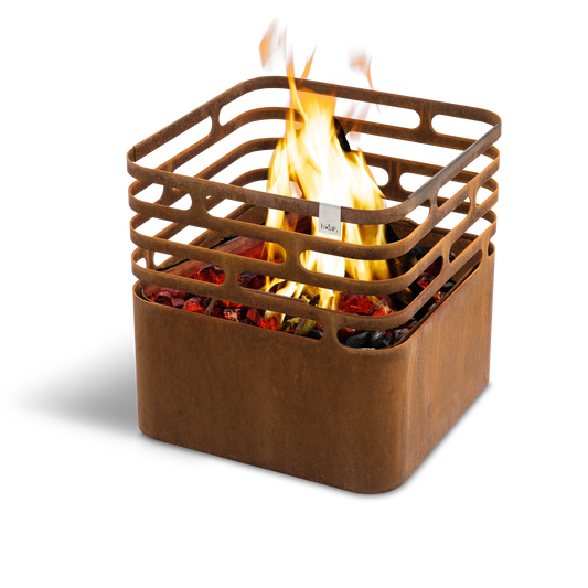 CUBE Feuerkorb Cortenstahl